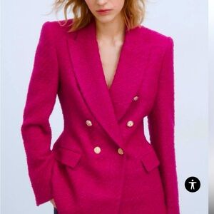 Zara Double Breasted Pink Blazer